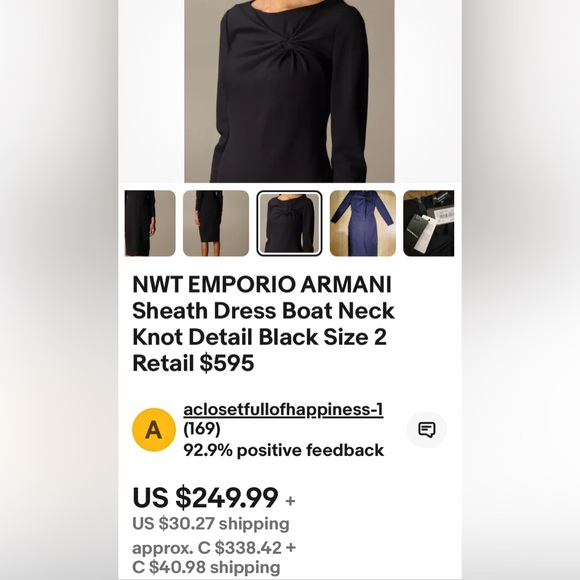 REDUCED!!!Emporio Armani, High Quality LBD Classic! Size 4 (40) - Picture 7 of 17
